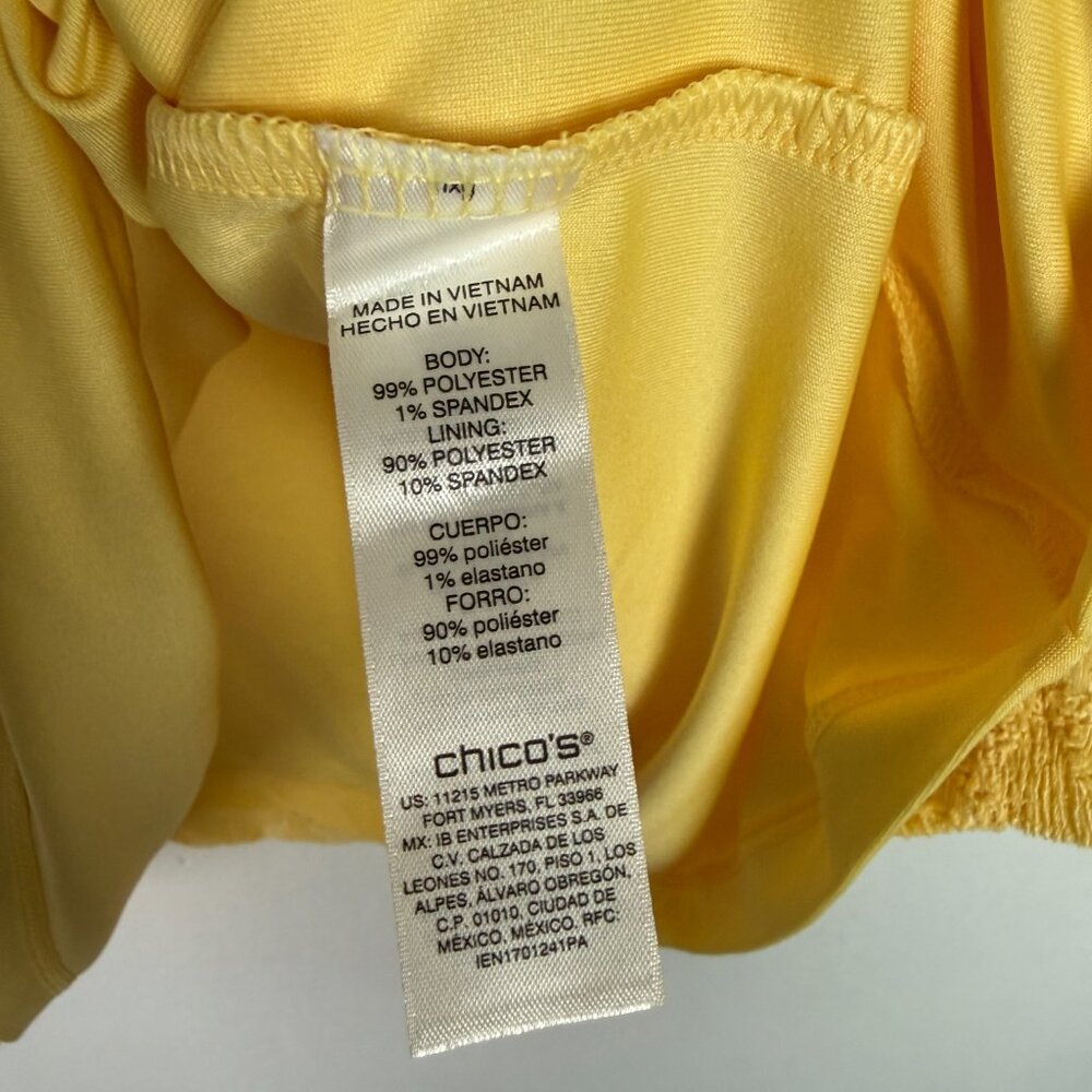 NWT Chico's Eyelet Scoop Neck Ruffle Sleeve Top 3/4 Lemon Chiffon Size XL NEW - Picture 6 of 9